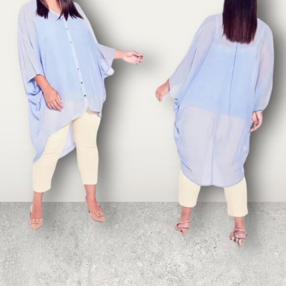 π NWT ~ ARNA YORK Vision Drape longline shirt steel blue in PLUS SIZE 20 π - Picture 10 of 11